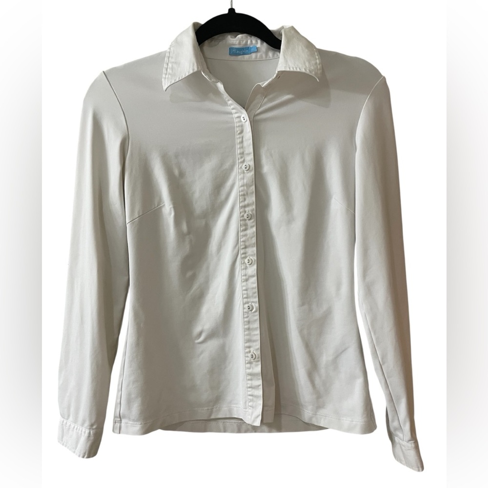 J. McLaughlin White Button Down Fitted Stretch Co… - image 1